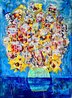 Gold and White Flowers 2019 62x46 Mixed Media on Canvas - Huge Original Painting by Giora Angres - 0 Gold and White Flowers 2019 62x46 Mixed Media on Canvas - Huge Original Painting by Giora Angres - 0
