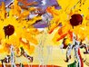 California Sun Flowers 2022 46x62 - Mixed Media on Canvas - Huge Original Painting by Giora Angres - 3