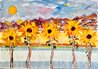 California Sun Flowers 2022 46x62 - Mixed Media on Canvas - Huge Original Painting by Giora Angres - 1