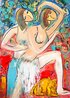 Pool Party with Dog 2005 62x46 - Mixed Media on Canvas - Huge Original Painting by Giora Angres - 0 Pool Party with Dog 2005 62x46 - Mixed Media on Canvas - Huge Original Painting by Giora Angres - 0