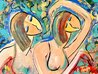 Pool Party with Dog 2005 62x46 - Mixed Media on Canvas - Huge Original Painting by Giora Angres - 4 Pool Party with Dog 2005 62x46 - Mixed Media on Canvas - Huge Original Painting by Giora Angres - 4