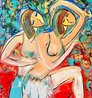 Pool Party with Dog 2005 62x46 - Mixed Media on Canvas - Huge Original Painting by Giora Angres - 2 Pool Party with Dog 2005 62x46 - Mixed Media on Canvas - Huge Original Painting by Giora Angres - 2