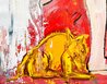 Pool Party with Dog 2005 62x46 - Mixed Media on Canvas - Huge Original Painting by Giora Angres - 3 Pool Party with Dog 2005 62x46 - Mixed Media on Canvas - Huge Original Painting by Giora Angres - 3