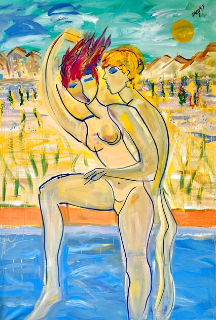 Endless Encounters 2005 62x46 - Mixed Media on Canvas - Huge by Giora Angres