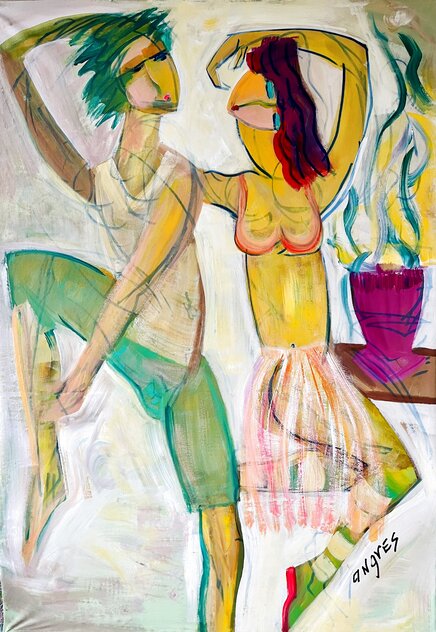 Dance 2018 62x45 - Mixed Media on Canvas - Huge by Giora Angres