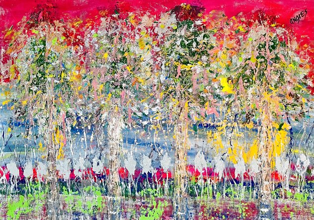 Looking Out 2017 46x62 - Oil and Acrylic on Canvas - Huge by Giora Angres