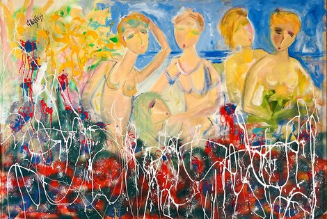 Spring Break Hawaii 2026 45x62 - Oil and Acrylic on Canvas - Huge Original Painting - Giora Angres