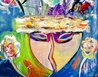 Man with Mask 2025 62x45 - Oil and Acrylic on Canvas - Huge - Mardi Gras - New Orleans, LA Original Painting by Giora Angres - 2