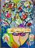 Man with Mask 2025 62x45 - Oil and Acrylic on Canvas - Huge - Mardi Gras - New Orleans, LA Original Painting by Giora Angres - 1