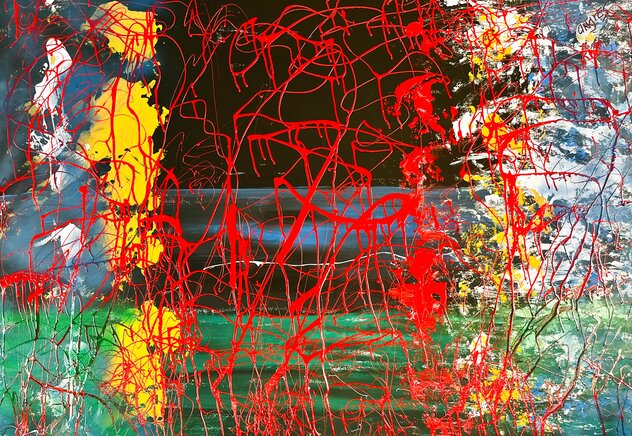 Colors of Nite 2026 45x62 - Oil and Acrylic on Canvas - Huge Original Painting by Giora Angres