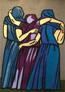 Las Dolientes Wool Tapestry 1976 61x40 Huge Tapestry - Raul Anguiano Las Dolientes Wool Tapestry 1976 61x40 Huge Tapestry - Raul Anguiano