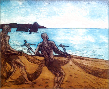 Los Pescadores 2000 Limited Edition Print - Raul Anguiano Los Pescadores 2000 Limited Edition Print - Raul Anguiano