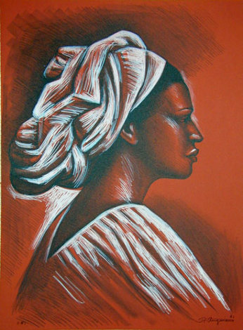 Woman with Turban 1981 Limited Edition Print - Raul Anguiano