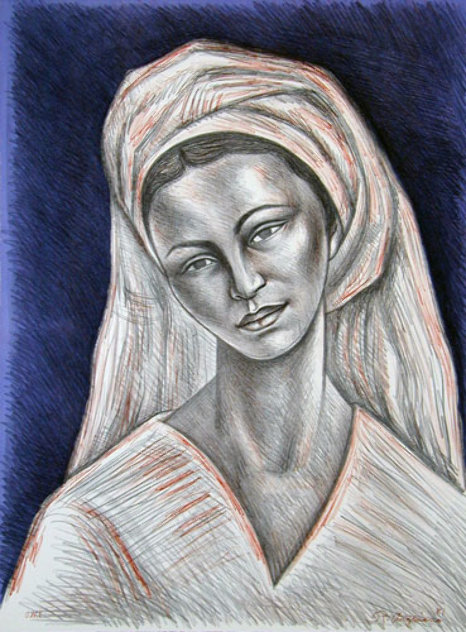 Mujer Con Rebozo Blanco 1981 Limited Edition Print by Raul Anguiano
