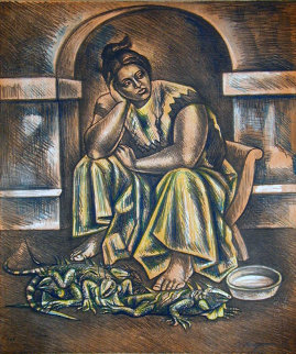 Iguana Seller 1983 Limited Edition Print - Raul Anguiano Iguana Seller 1983 Limited Edition Print - Raul Anguiano