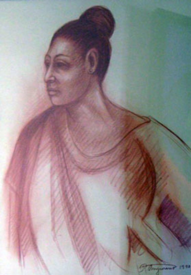Mujer De Ocotlan 1990 40x34 Original Painting by Raul Anguiano