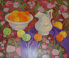 Still Life On Russian Scarf Set of 2 Serigraphs Limited Edition Print by Helen Anikst - 1