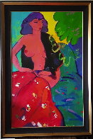 Dona Amb Roba Vermella 63x38 Huge Original Painting by Manel Anoro - 1 Dona Amb Roba Vermella 63x38 Huge Original Painting by Manel Anoro - 1