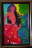 Dona Amb Roba Vermella 63x38 Huge Original Painting by Manel Anoro - 1