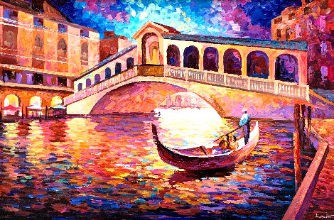 Sweet Dreams on a Gondola 2014 32x44 - Venice Italy Original Painting - Alexander Antanenka