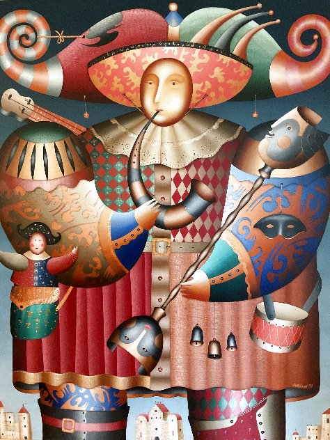Comedia del Arte 1998 84x70 - Huge Mural Size Original Painting by Anton Arkhipov