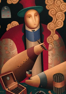 Cigars 1997 59x47 Huge Original Painting - Anton Arkhipov Cigars 1997 59x47 Huge Original Painting - Anton Arkhipov