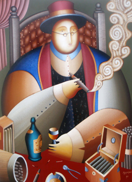 El Rei Del Mundo 1998 22x50 Original Painting - Anton Arkhipov