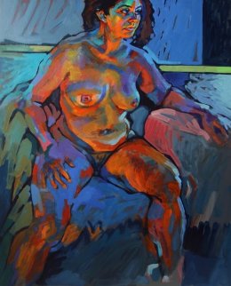 Nude in Natural And Artificial Light 2012 40x32  Huge Original Painting - Piotr Antonow