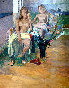 Untitled Portrait of Two Nude Women 74x62 Huge - Mural Size Original Painting by Anton Sipos - 0