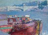Boat on the Seine River Paris 30x40 Original Painting by Anton Sipos - 0 Boat on the Seine River Paris 30x40 Original Painting by Anton Sipos - 0