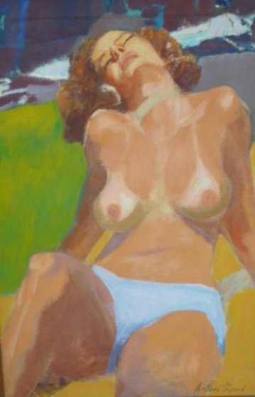 Reclining Topless Woman 30x19 Original Painting by Anton Sipos Reclining Topless Woman 30x19 Original Painting by Anton Sipos