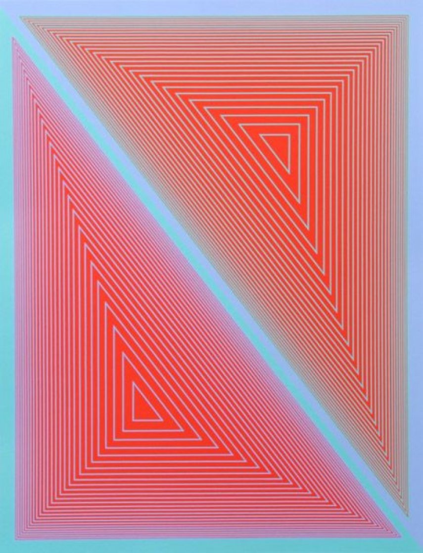 Double Expanding Triangle With Green And Blue Borders 1950 Limited Edition Print by Richard Anuszkiewicz Double Expanding Triangle With Green And Blue Borders 1950 Limited Edition Print by Richard Anuszkiewicz