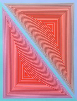 Double Expanding Triangle With Green And Blue Borders 1950 Limited Edition Print - Richard Anuszkiewicz Double Expanding Triangle With Green And Blue Borders 1950 Limited Edition Print - Richard Anuszkiewicz