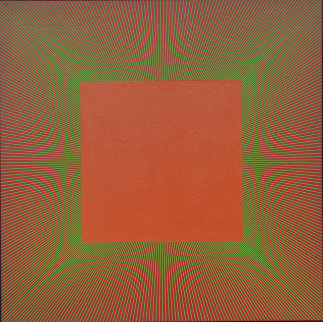 Green Edged Light Red Oxide 1980 48x48 Huge Original Painting - Richard Anuszkiewicz Green Edged Light Red Oxide 1980 48x48 Huge Original Painting - Richard Anuszkiewicz