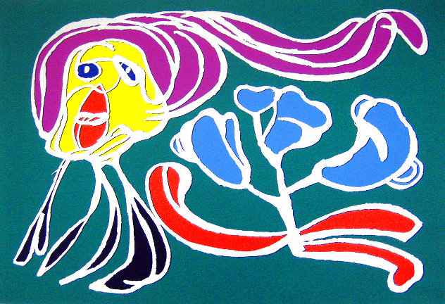 Floating Flower Passion (Green) EA 1978 Limited Edition Print by Karel Appel