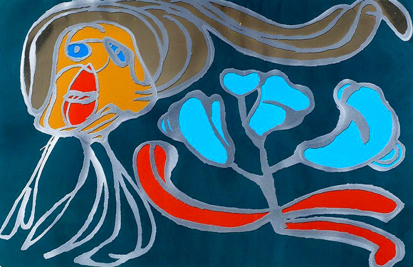 Karel Appel、Nu bleu、希少画集画、新品額装付 bleu、希少画集画、新品額装付 Appel、Nu Karel