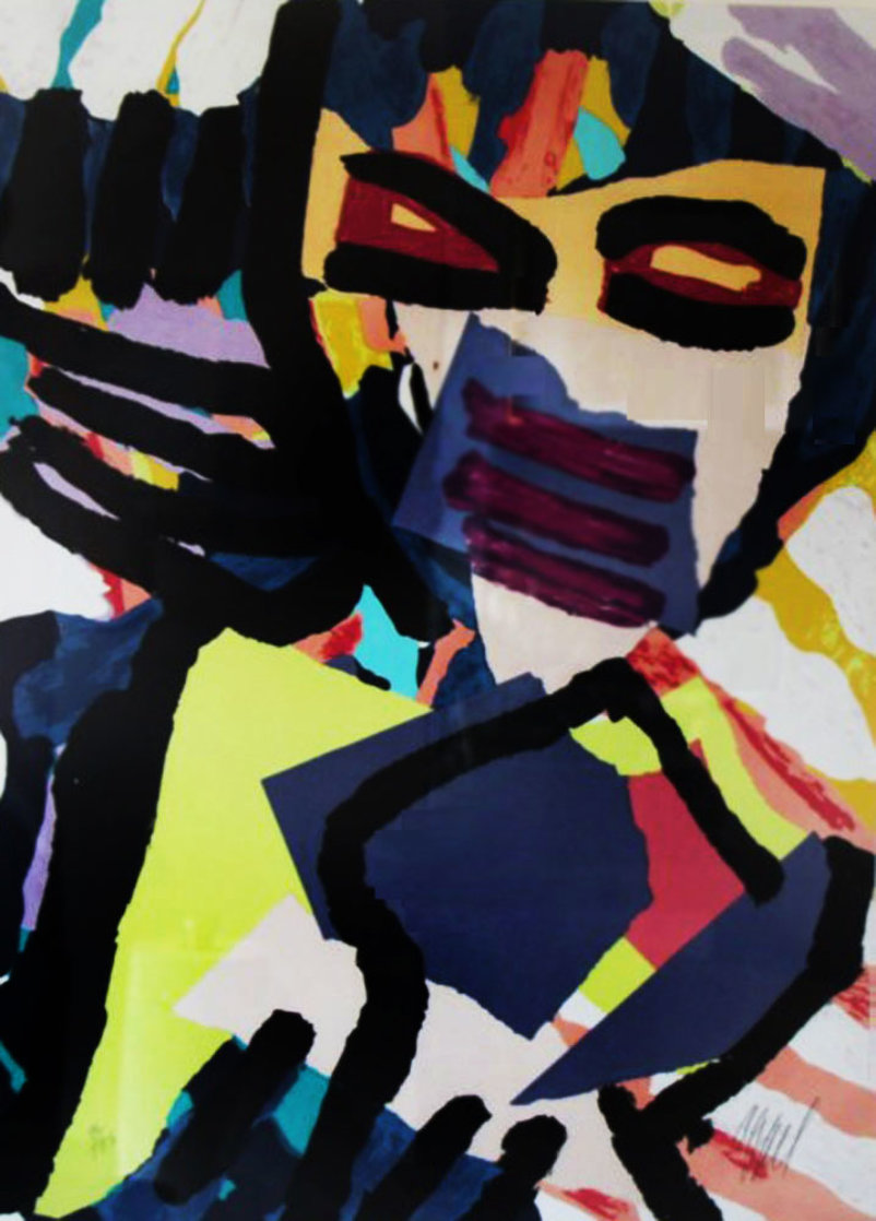 Personage in Blue 1980 Limited Edition Print by Karel Appel Personage in Blue 1980 Limited Edition Print by Karel Appel