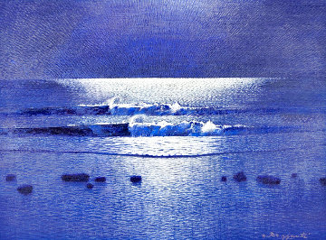Moonlight Low Tide 17x20 Original Painting - Andrea Razzauti