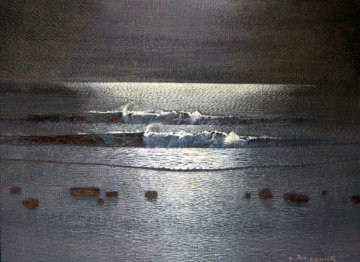 Moonlight Low Tide 12x16 Original Painting - Andrea Razzauti Moonlight Low Tide 12x16 Original Painting - Andrea Razzauti