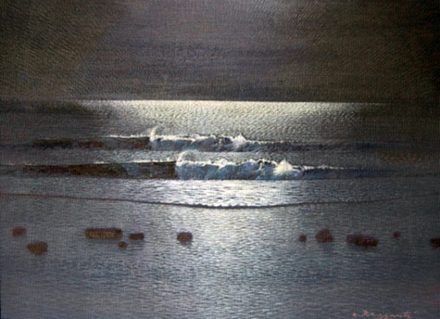 Moonlight Low Tide 12x16 Original Painting by Andrea Razzauti