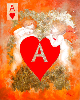 Cupids Plan Their Ace 44x34- Huge Original Painting - Arbe Berberyan   