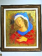 Maiden in Red 24x20 Original Painting by Arbe Berberyan - 3 Maiden in Red 24x20 Original Painting by Arbe Berberyan - 3