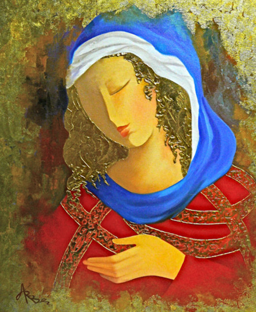 Maiden in Red 24x20 Original Painting by Arbe Berberyan