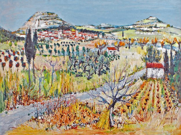 Vignes En Provence 1965 48x61 Huge Original Painting - Yolande Ardissone