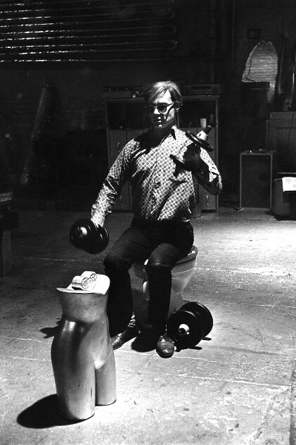 Andy Warhol Exercising Seated on the Toilet in the Silver Factory 1964 - New York - Large Format Photography by Eve Arnold