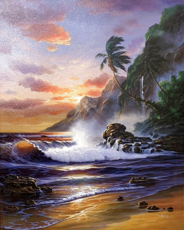 Oahu Sunset 2000 32x26 - Hawaii Original Painting -  Arozi