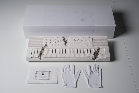 Future Relic 9 (Keyboard) Plaster Sculpture 40x11 Sculpture - Daniel Arsham