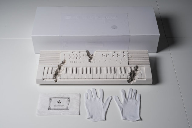 Future Relic 9 (Keyboard) Plaster Sculpture 40x11 Sculpture by Daniel Arsham