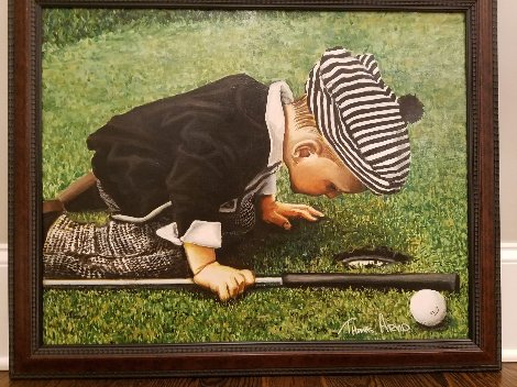 Young Golfer Original Painting - Thomas Arvid