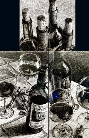 Portfolio of 3 Wine Still Life Framed Serigraphs Limited Edition Print - Thomas Arvid